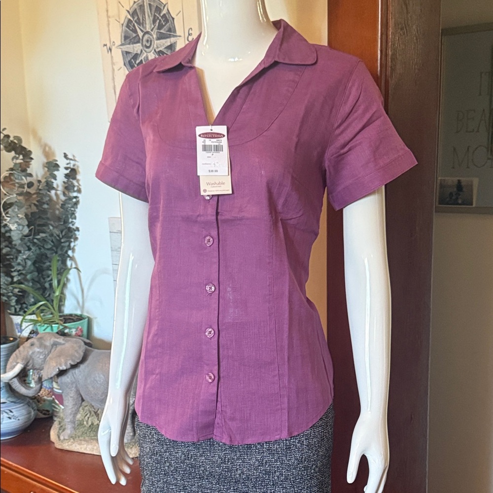 NWT northern reflections size small linen cotton blend Purple Women's Top